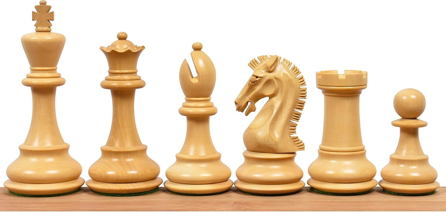 Staunton - Set di pezzi degli scacchi, 9,9 cm, in ebano e bosso, peso doppio, 1,6 kg
