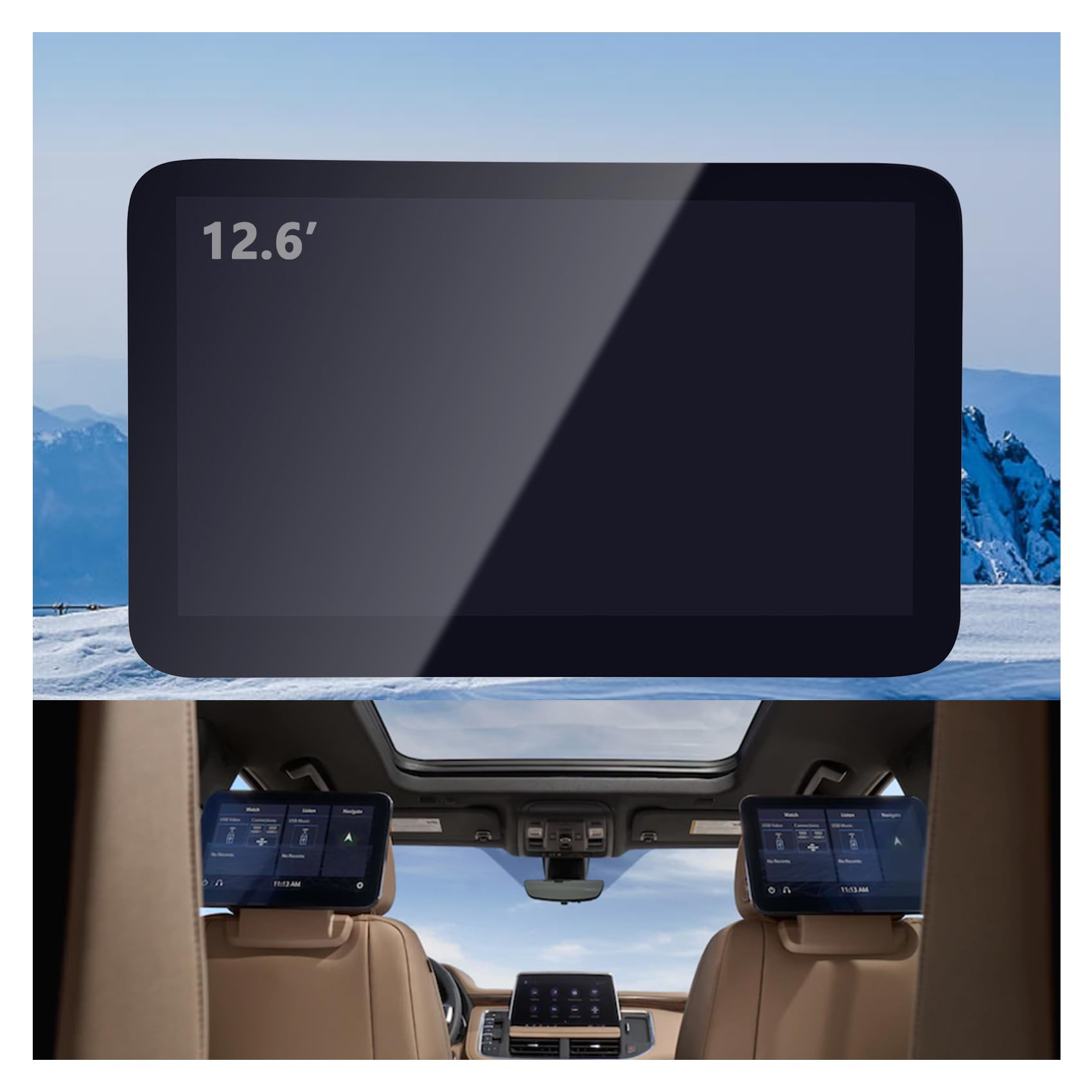 Photo 1 of 85100044 12.6" LCD Display in Headrest Back SEAT TV DVD Fit for 2021-2023 Chevy Suburban GMC Yukon XL