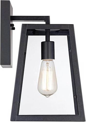 Miniatura 8 de John Timberland Arrington - Lámpara de pared industrial moderna para exteriores, color negro, 13 pulgadas, vidrio transparente, estilo Edison