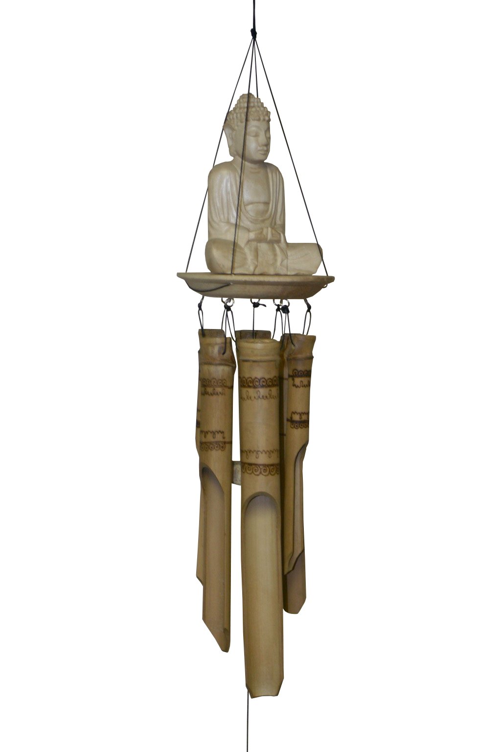 Cohasset Campana A Vento In Bambù Con Buddha Seduto – Finitura Antica, Suono Rilassante