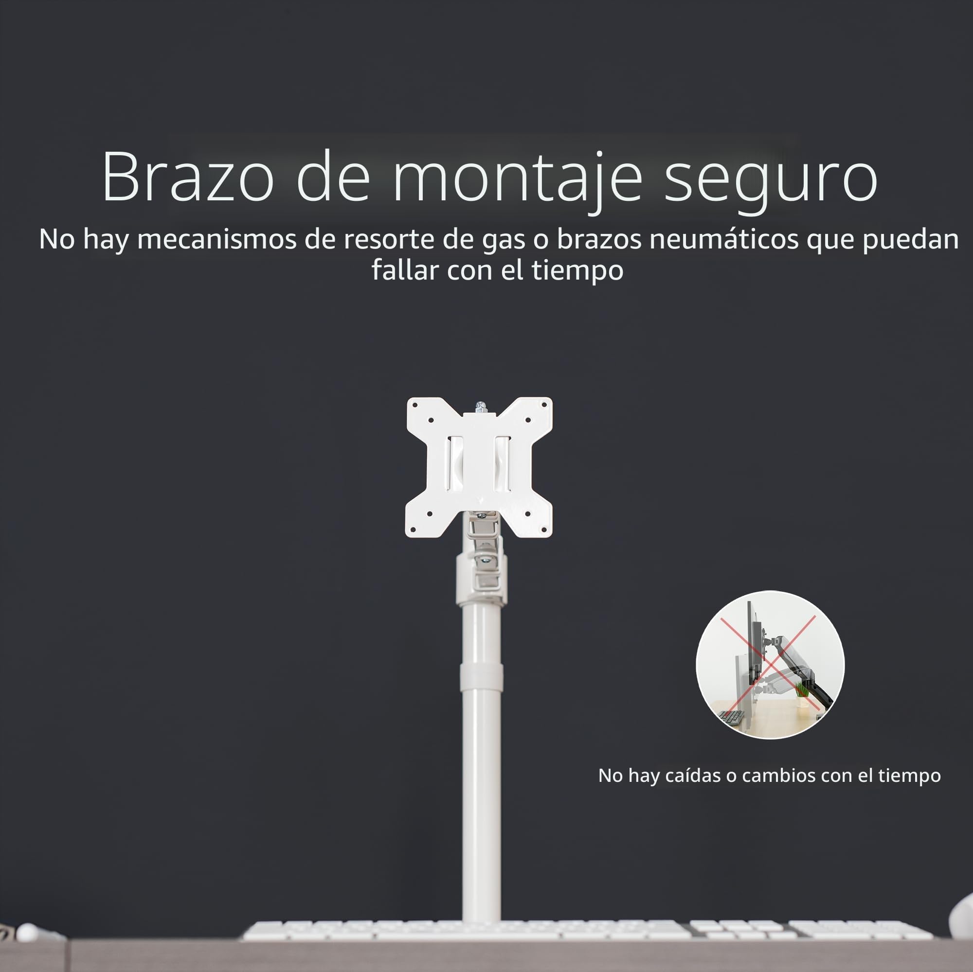 Vivo STAND-V001W Soporte de Escritorio con Brazo para Monitor 32 Pulgadas y 38 Pulgadas Ultraancho, Abrazadera en C, VESA 75x100 mm, Blanco
