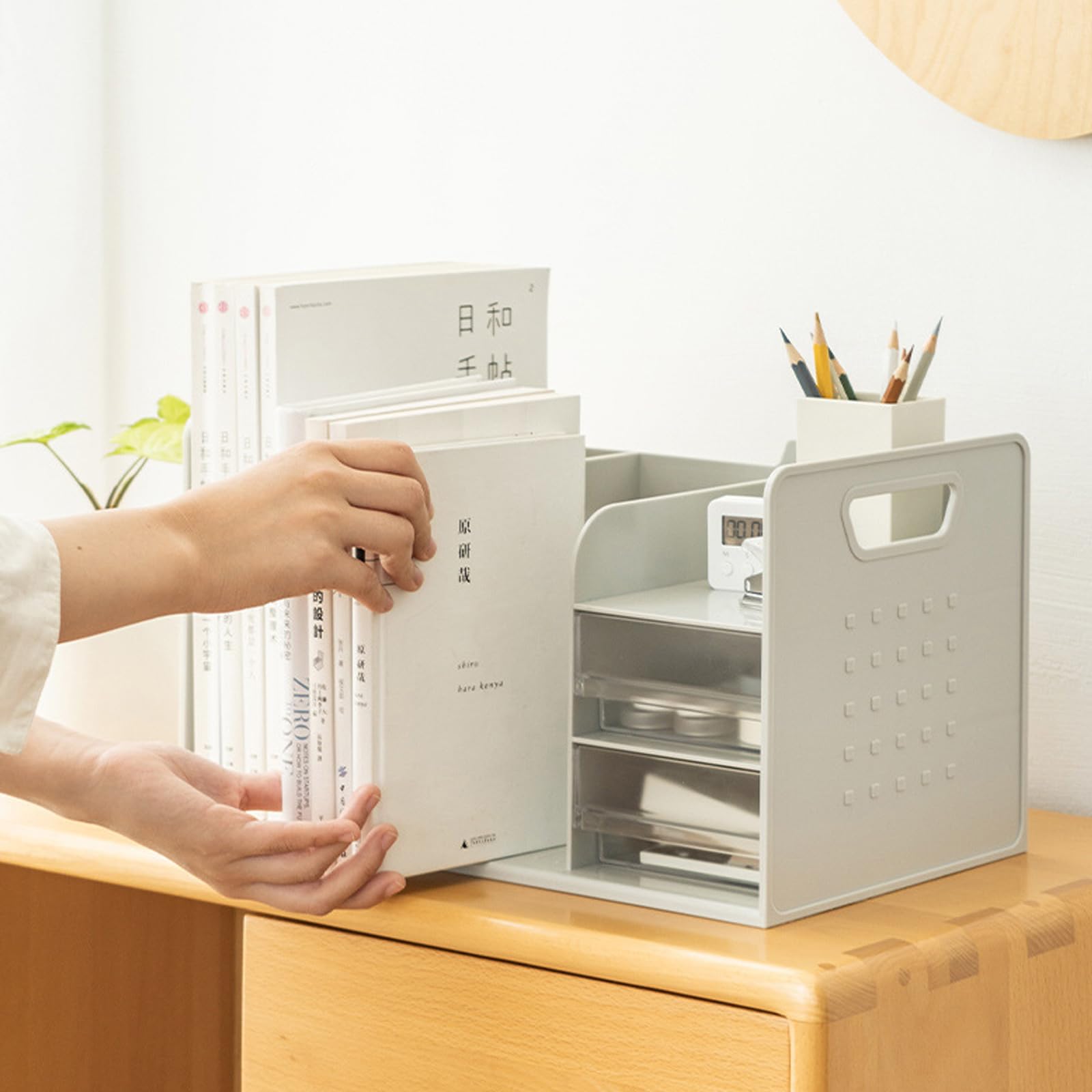 Portalápices, organizadores de escritorio, tapones para libros, sujetalibros de almacenamiento multifuncional para biblioteca escolar, portalápices, tapones para libros, sujetalibros de escritorio