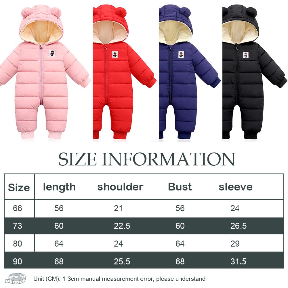 Combinaison de Neige Bébé Garçon Fille Barboteuse à Capuche Plus Velours Combinaison de Ski Grenouillère Épaissie pour Hiver