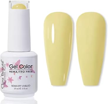 Clou Beaute Lemon Yellow Gel Nail Polish HEMA FREE Pastel Macaron Gel Polish Bright Spring Summer Colors Nail Polish Soak Off U V Gel for French Nail Manicure Salon DIY Holiday Gifts 0.5 Fl Oz 11251