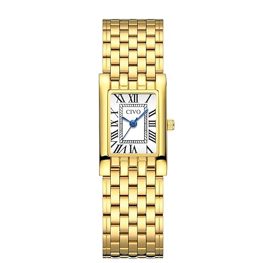 CIVO Gold Watches for Women Vintage: Small Quartz Womens Watch with Roman Dial - Ladies Square Dainty Bracelet Watches - Gifts for Wife Mother at Anniversary Wedding Birthday