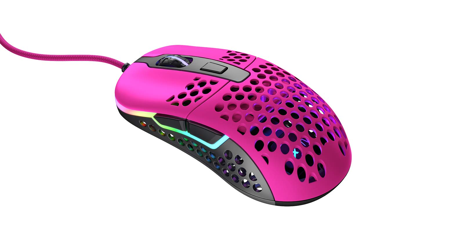 Xtrfy M42 RGB, Mouse da Gioco Con Filo Ultraleggero, Sensore Pixart 3389 all'Avanguardia, Alloggiamento Modulare (sono incluse 2 Misure), Illuminazione RGB regolabile, Pink Edition