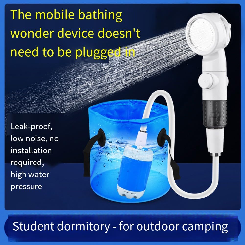 Pompe de douche portable de camping, batterie de 6000 mAh avec tuyau de 2 m, pour pompe à eau double mode, lavage de voiture, jardin, animal domestique, orange