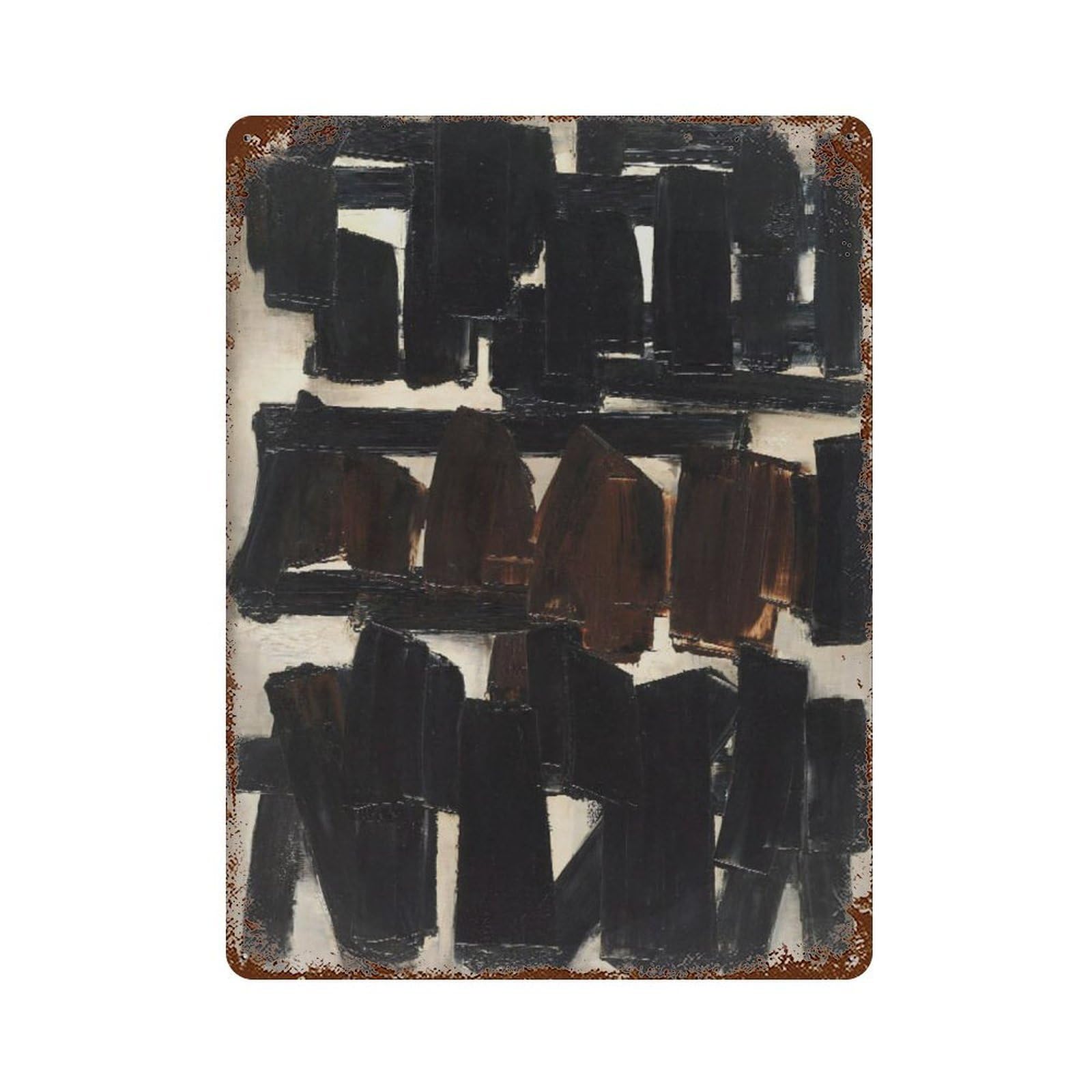 xiaoxiaoshen Soulages Abstract Exhibition Gallery Wall Decor Art Metal Tin Poster Modern Home Decor Art Home Bar Shop Decorations Vintage Sign 40x30cm