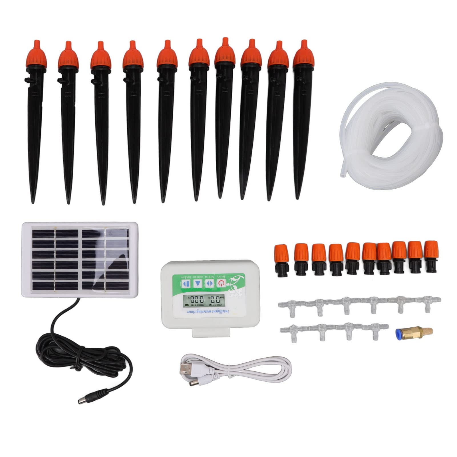 Solarny Zestaw Do Automatycznego Nawadniania, Wodoodporny Zegar Solarny IP67, Przepływ Pompy 850 Ml/Min, Dwa Tryby Zasilania, Na Trawnik, Ogród, Wiszący Kosz, Taras