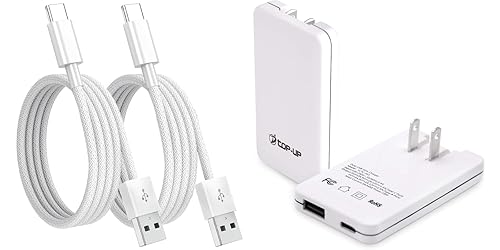 Cable Carplay de coche para iPhone 16/15 (paquete de 2 unidades de 3.3 pies) y cargador doble de pared plana de 30 W para dispositivos USB tipo C y