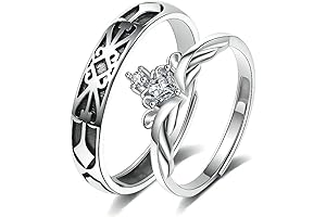 Couple Promise Rings - Adjustable Engagement Wedding Ring Set (Set of 2)