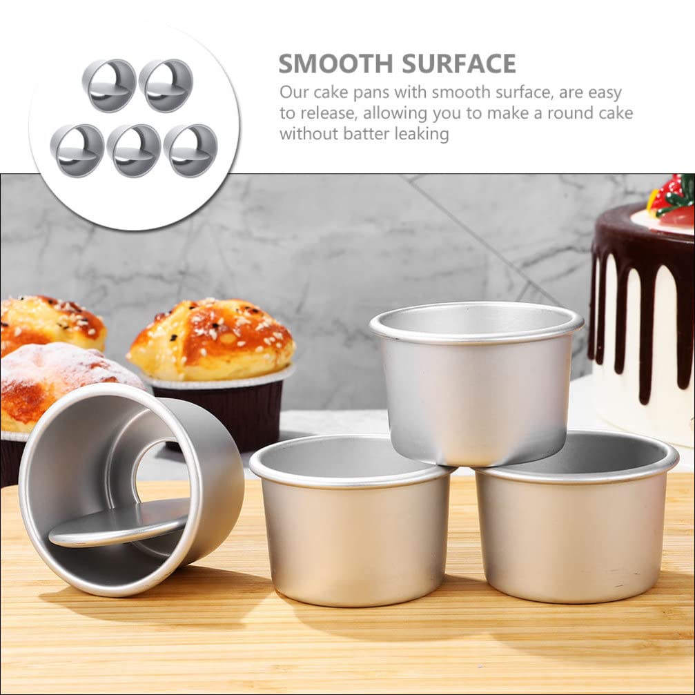 Kichvoe Set 5 Pezzi Teglie Rotonde per Dolci da Forno in Lega di Alluminio, Antiaderenti, Fondo Rimovibile, per Baking Cheesecakes e Pudding