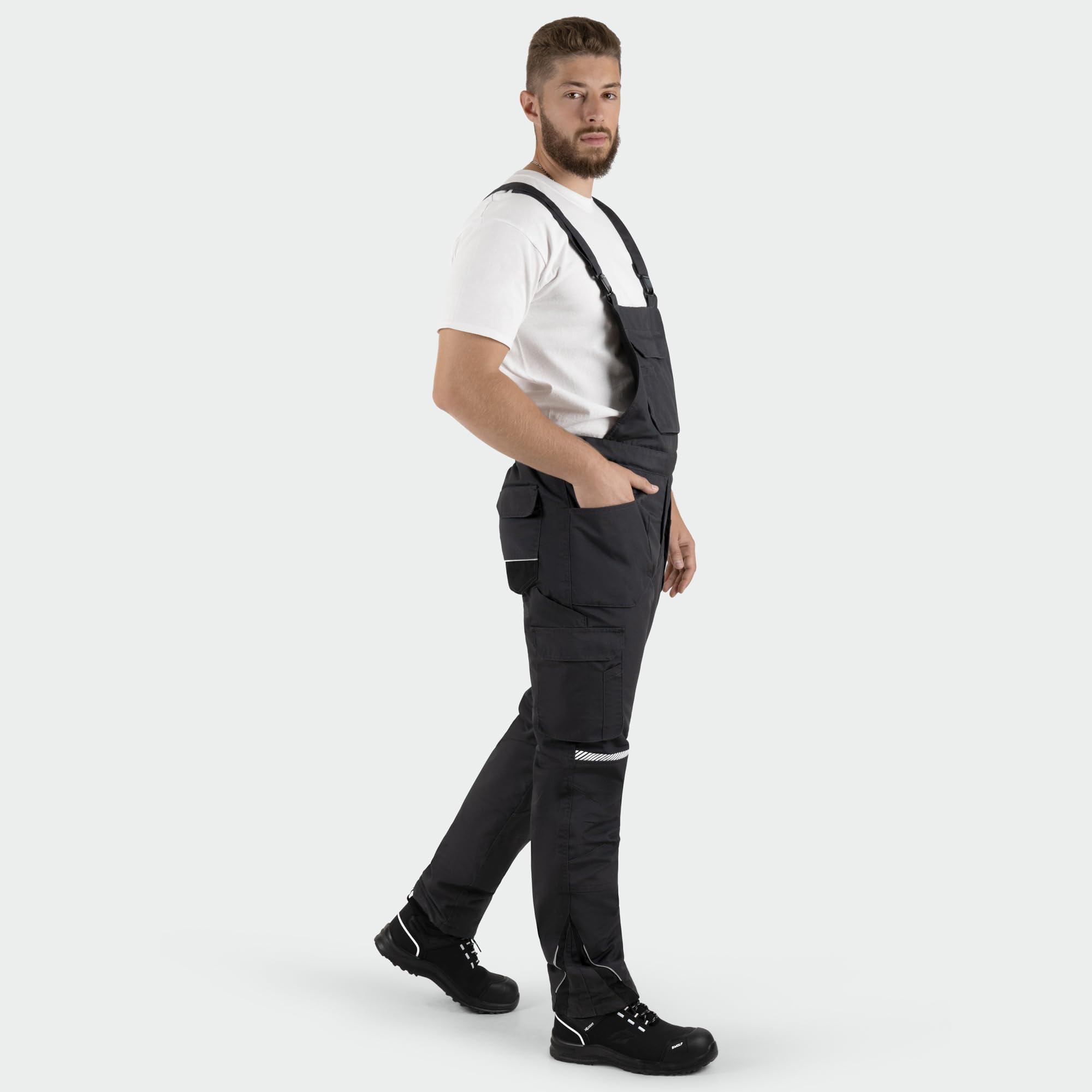 BWOLF Drift Ice - Peto de trabajo para hombre, invierno, con peto, impermeable, reflectante, con muchos bolsillos