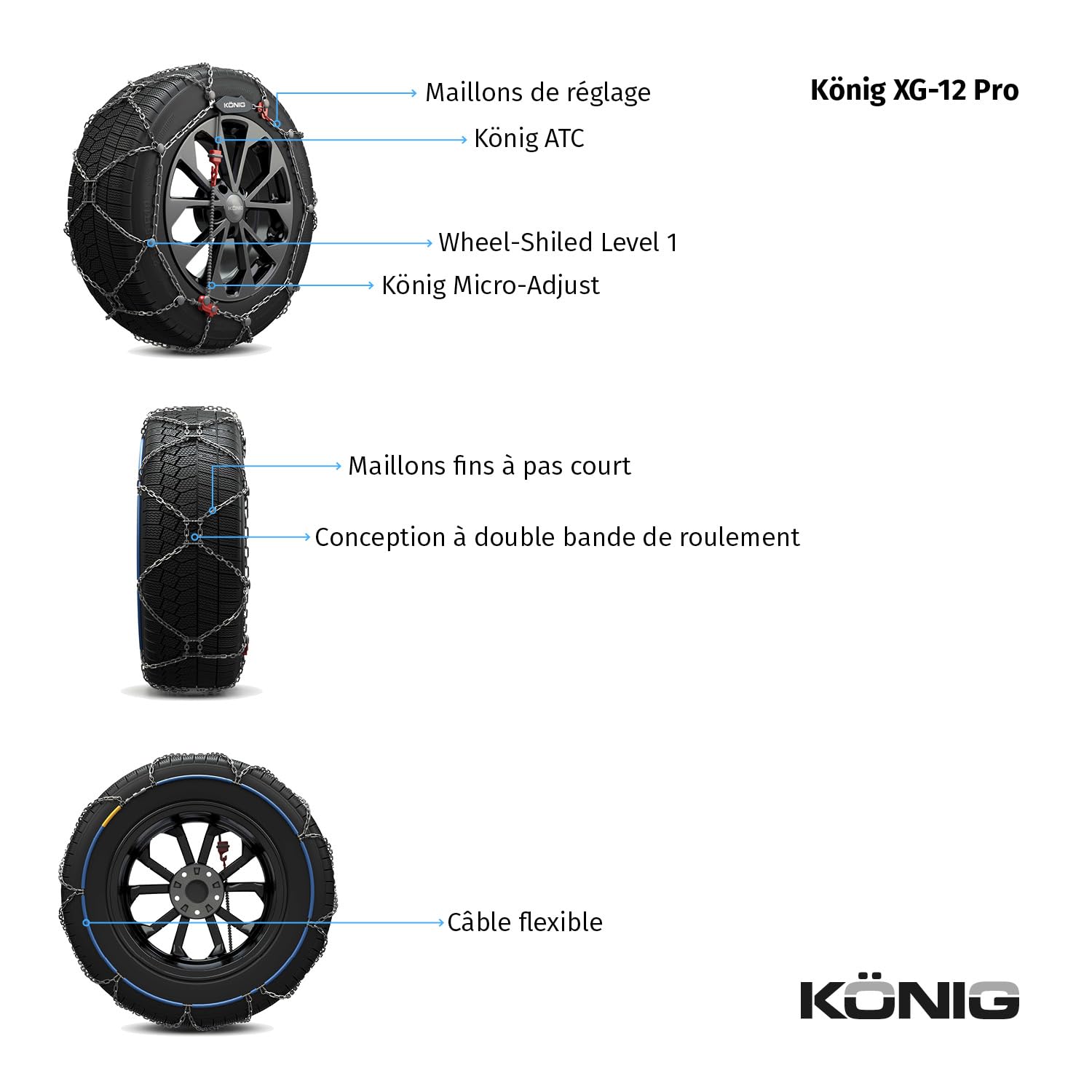 KÖNIG Chaînes à neige XG-12 PRO 252