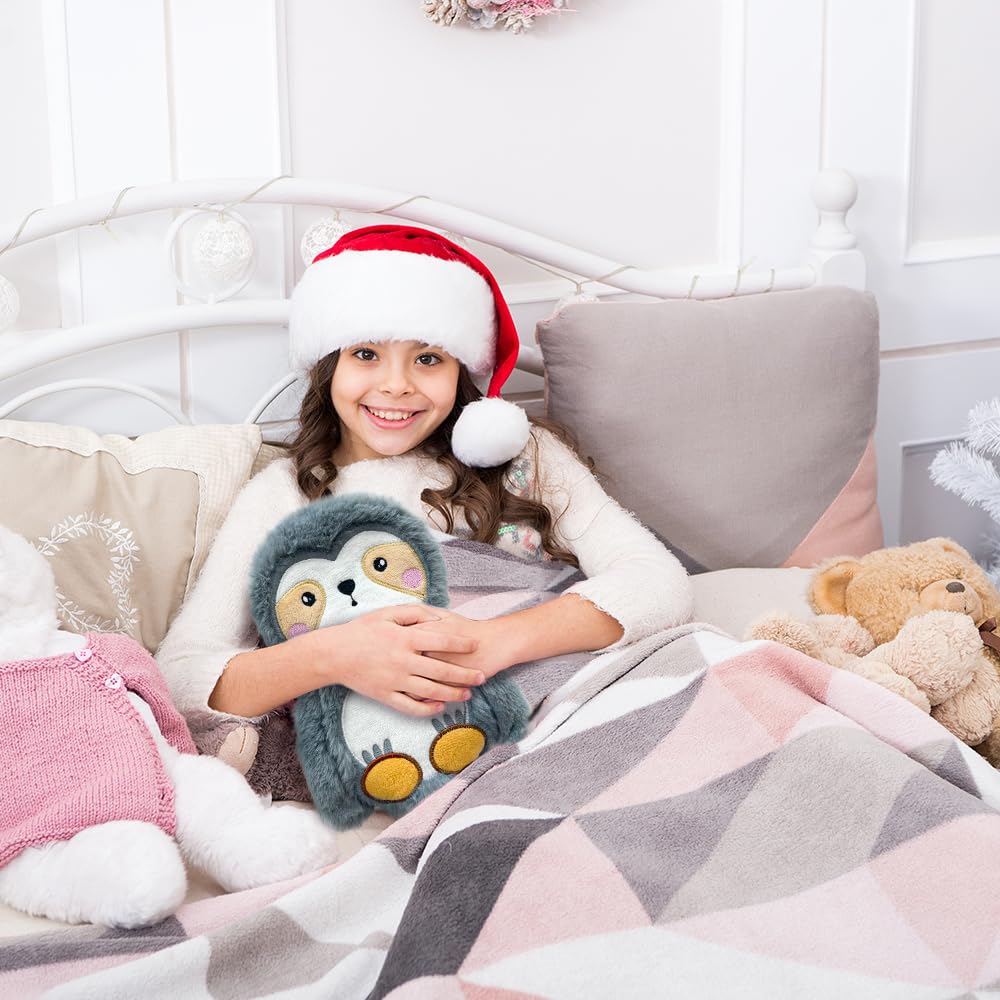 Coussin Chauffant Micro-Onde Bouillotte Peluche Eau Chaude pour Soulagement Règles Douloureuses