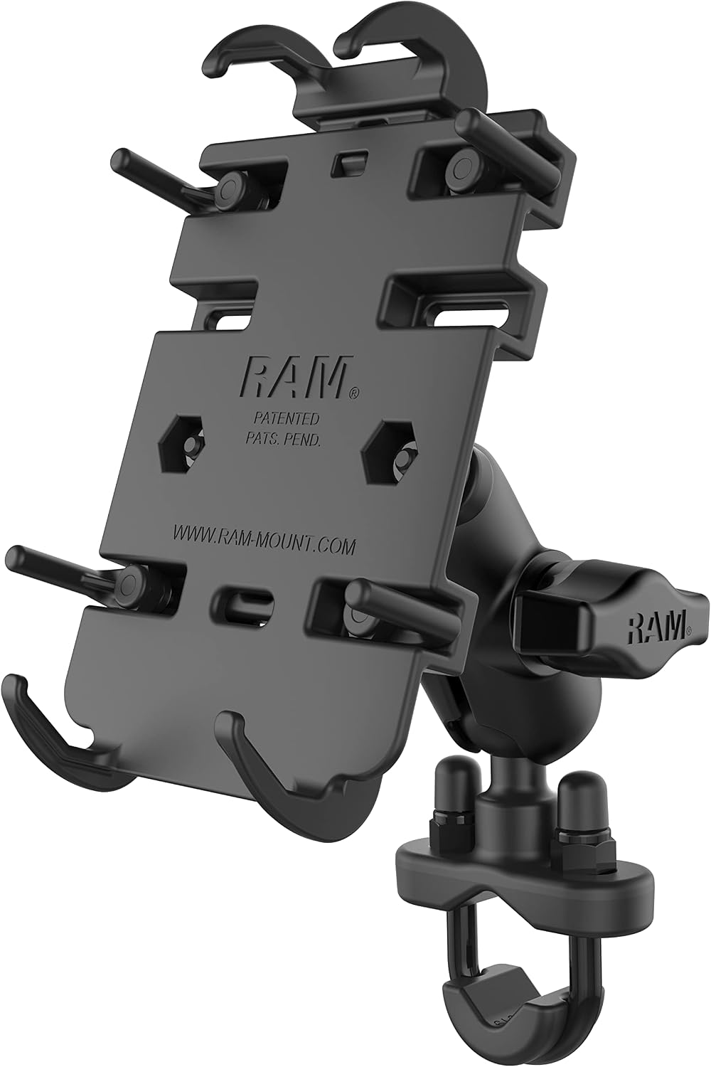 RAM MOUNTS Quick-Grip Small Phone Mount with Handlebar U-Bolt Base RAM-B-149Z-A-PD3U with Short Arm for Motorcycle, ATV/UTV, Bike