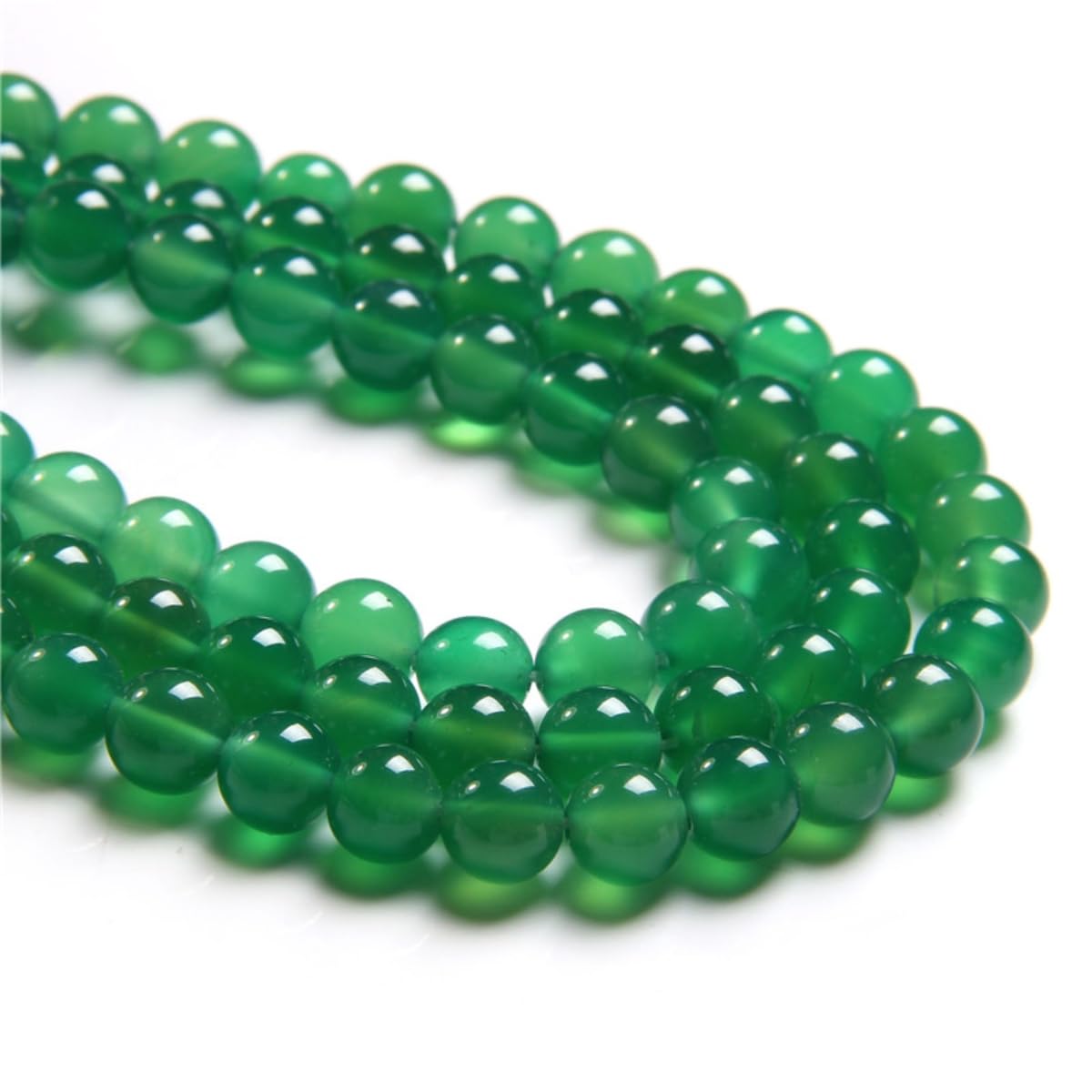 45PCS 8mm Natural Green Agate Round Smooth Loose Spacer Beads Hole Size 1mm Gemstone Energy Healing DIY Beads for Bracelet Necklace Jewelry Making