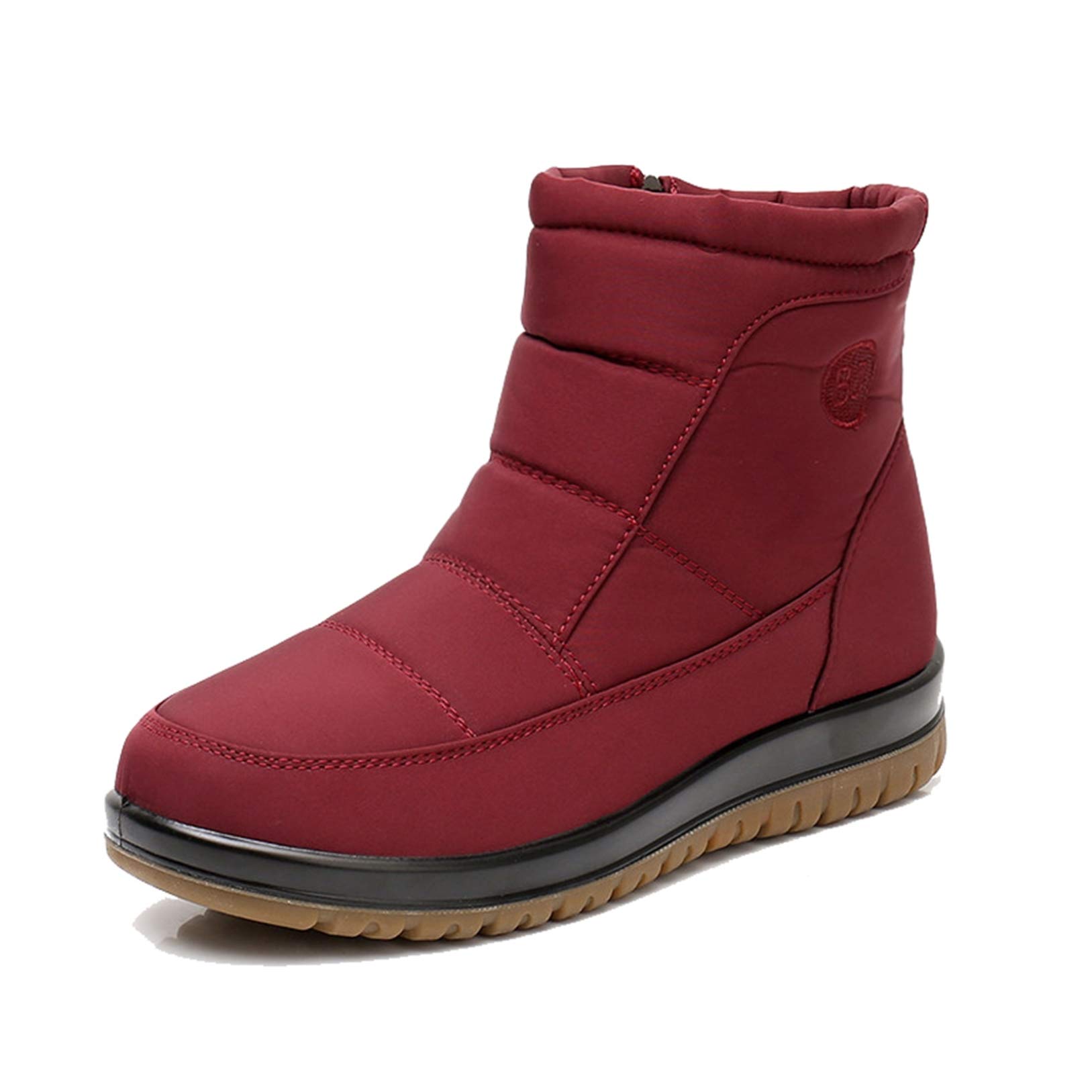 Generic11Ankle Boots for Women Waterproof Anti-Skid Lightweight Snow Boots Warm Lining Zipper Outdoor Walking Winter Boots