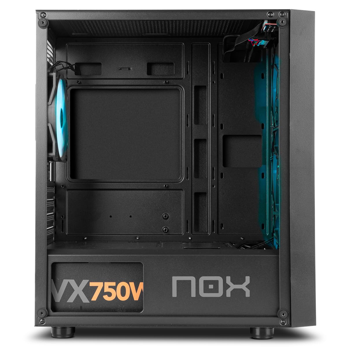 NOX XTREME PRODUCTS INFINITY EPSILON - Mid Tower M-ATX/ITX ARGB Rainbow, panel boczny ze szkła hartowanego, 4 zainstalowane wentylatory, kompatybilność z kartami graficznymi do 310 mm, USB 3.0, czarna