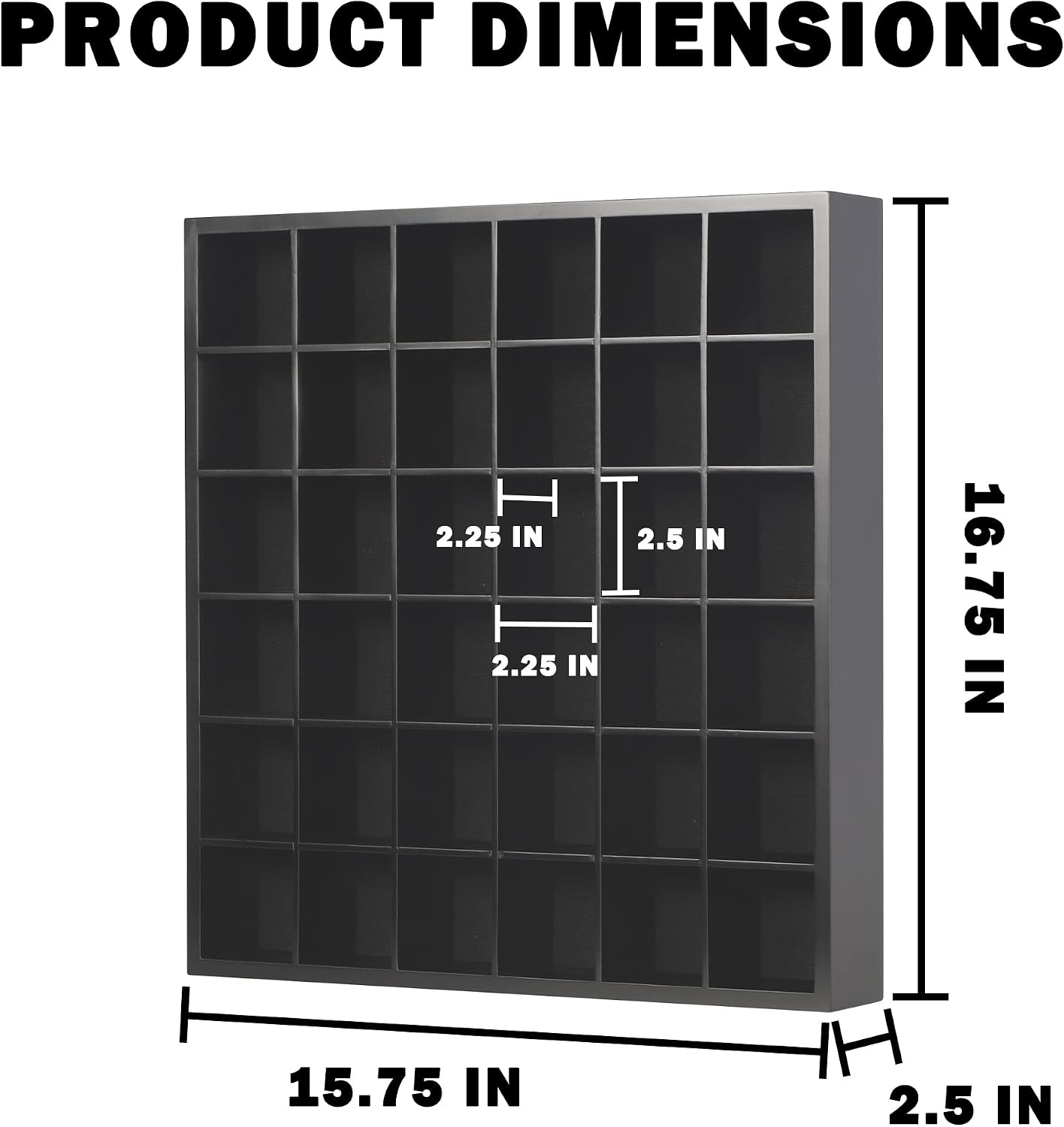 Black Shot Glass Display Case 36 Slots Minifigures Thimble Collection Display Rack Freestanding - No Door (for All Short Shot Glasses)