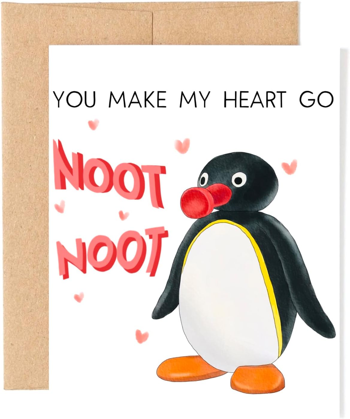 Pingu Cards, Anniversary Greeting Cards, Funny I Love You Cards, Pingu Meme Card, Watercolor Greeting Cards, Funny Cards, 90s Kids TV Cartoon Show Pingu, Noot Noot Cards, Meme Birthday Cards