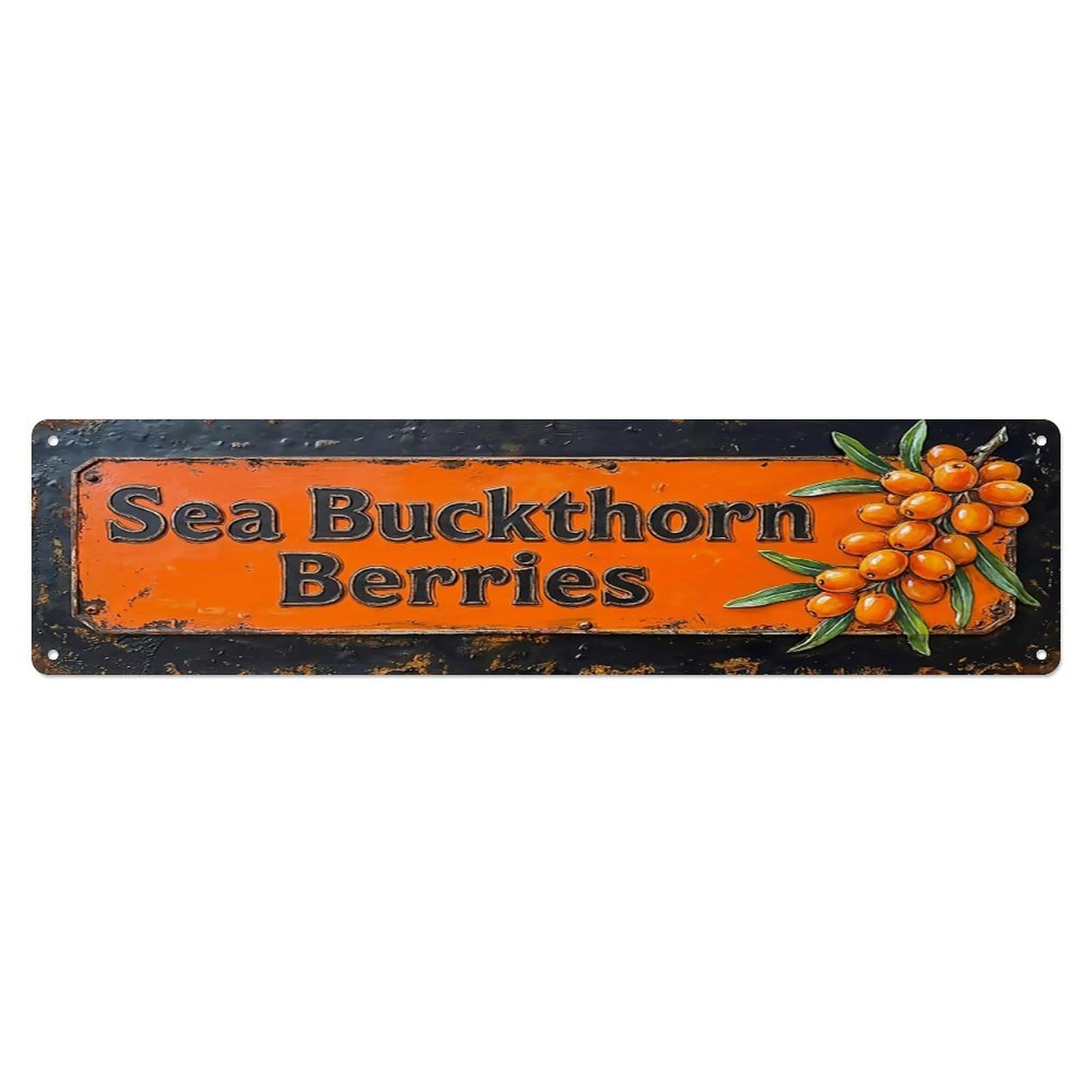 Vintage Sea Buckthorn Berries Tart Farmhouse Metal Tin Sign