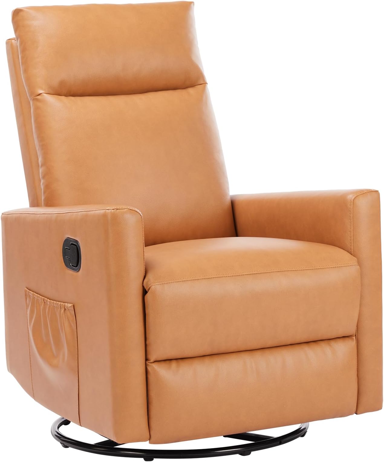 Sweetcrispy Recliner Chair, Swivel Rocking, Glider Rocker Recliner, Nursery Chair with Extra Large Footrest for Living Room, High Back, Upholstered Deep Seat (Brown)