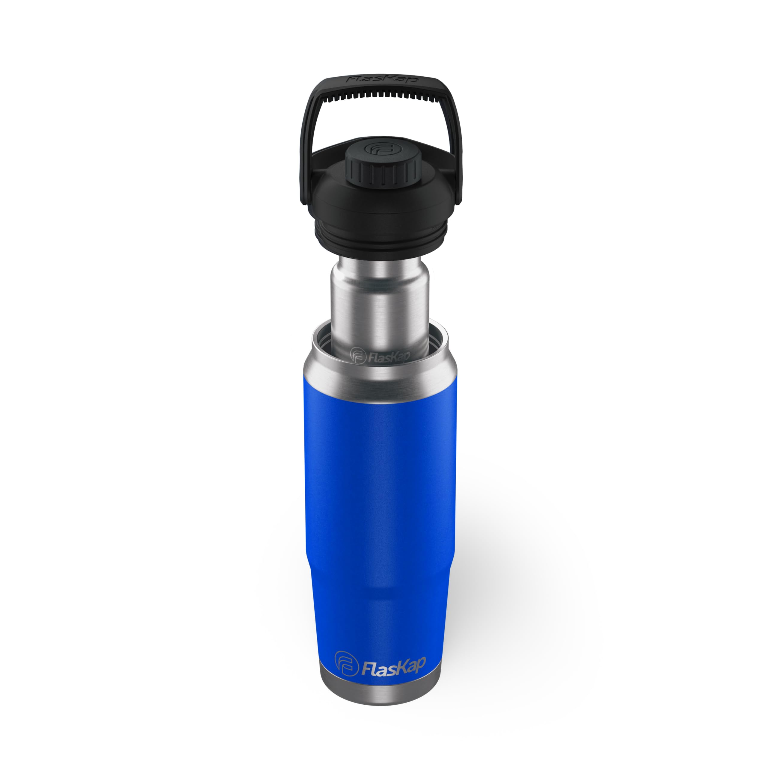 Sistema FreePour Flaskap - Botella 26 Oz Con Depósito Extraíble 6 Oz, Acero Inoxidable, Apto Para Portavasos, Sin BPA
