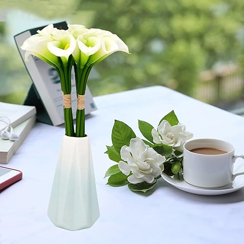 Miniatura 7 de Flores artificialesfalsasfalsas, racimos de lirio de cala, color blanco, paquete de 4, 20 cabezas en total, para boda, hogar, fiesta, restaurante