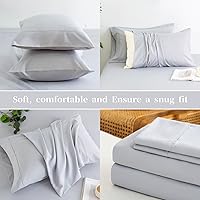 Vista 264 de HENGWEITEXT 18 Inch Cal King Sheets Deep Pocket,4 Piece Sheet Set Breathable and Cooling,Microfiber Sheet Set Deep Pocket,Wrinkle Free Shrinkage &