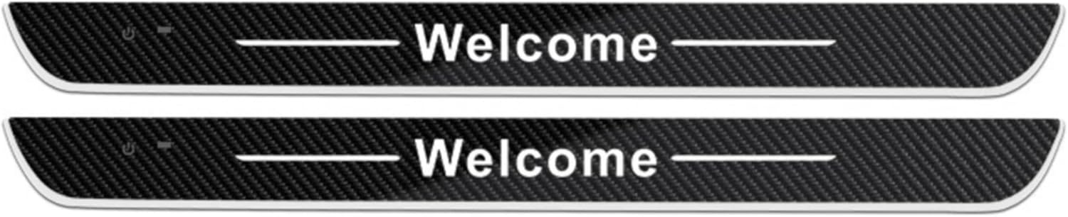 Car Door Sills Led Magnetic for Jeep Carbon Fiber Surface with 7 Lighting Colors, 28 Transformation Modes, IP67 Waterproof Auto-Sensing for Grand Cherokee Wrangler Compass - 2Pcs Front Door