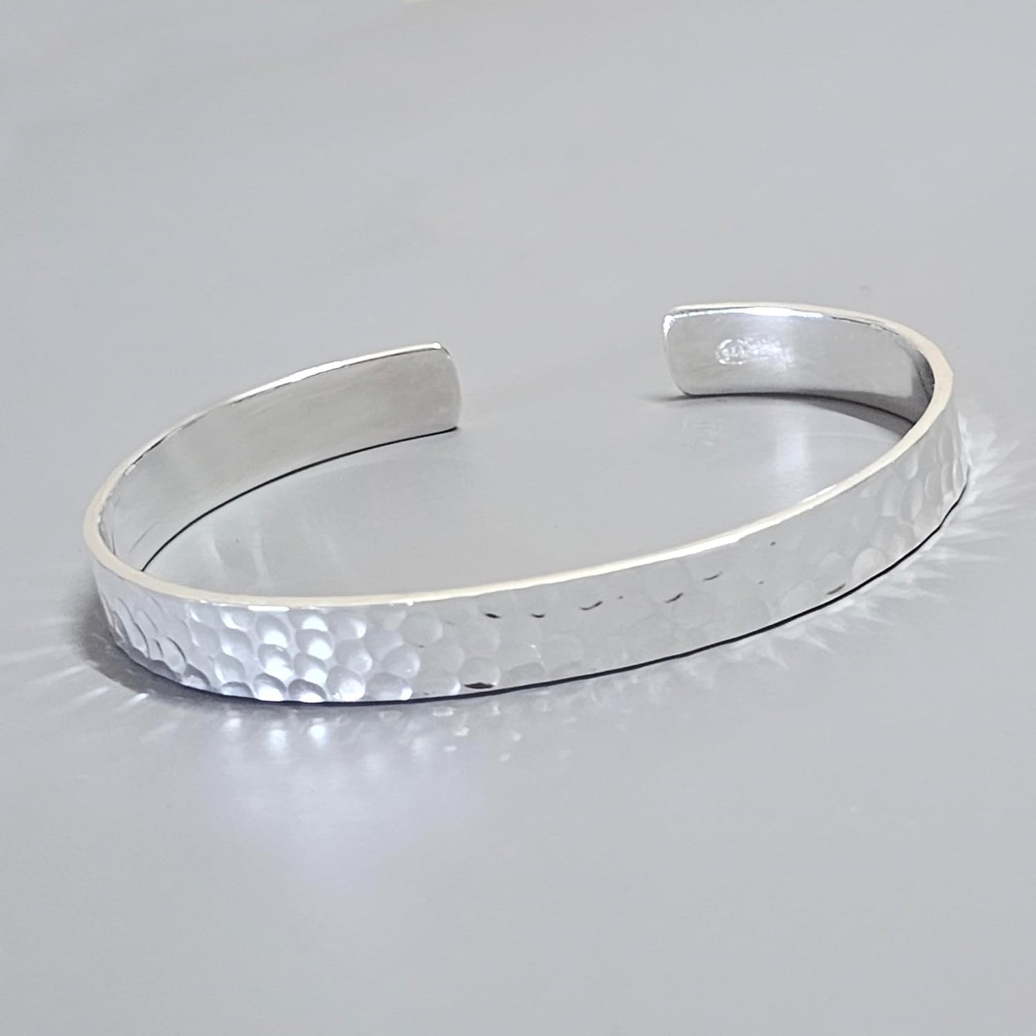 Women's Bracelet - Statement Bangle Hammered Style 925 Sterling Silver Cuff Bangle Bracelet for Women Ladies Girls - Image 3