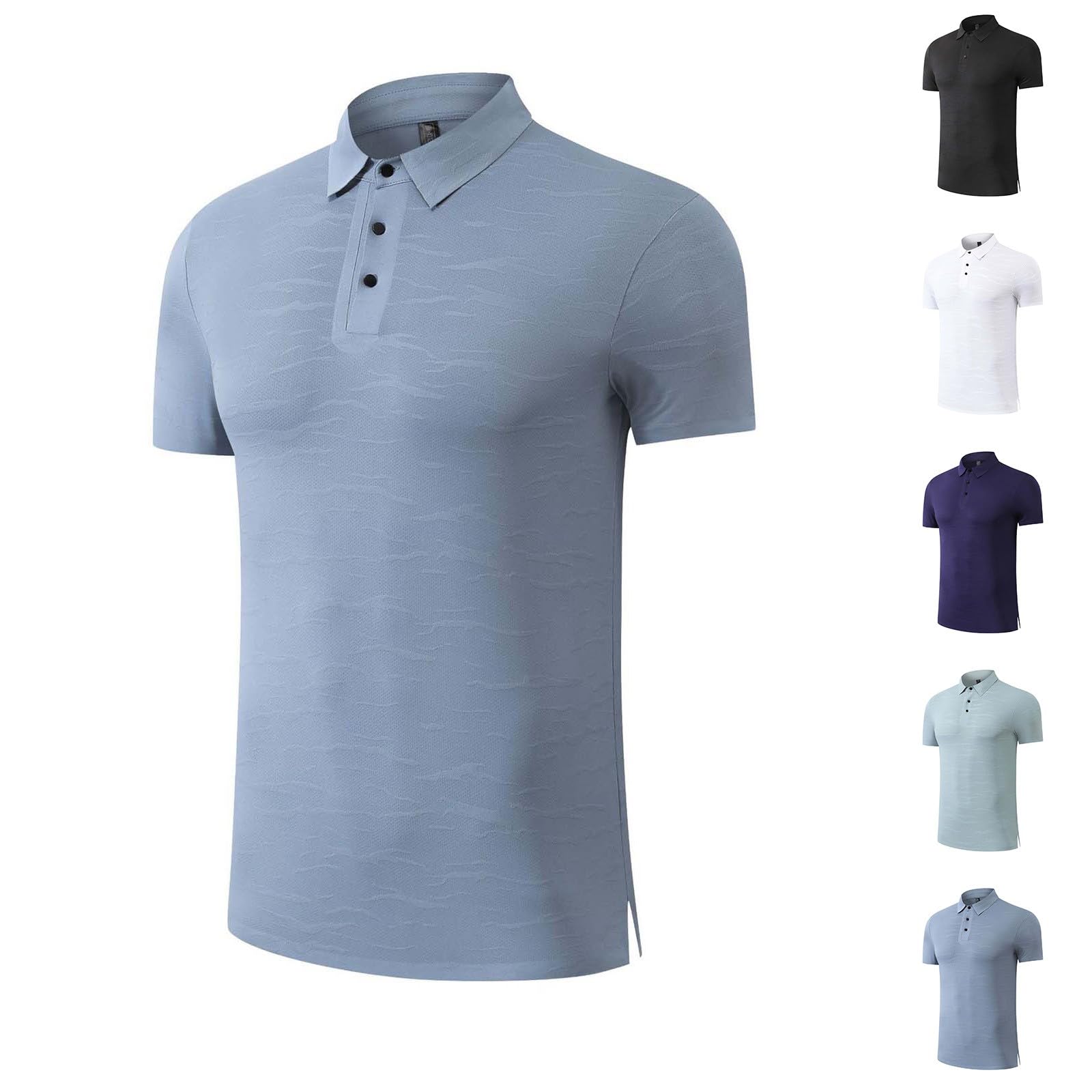 Męska koszulka polo top z krótkim rękawem szybkoschnąca oddychająca bezszwowa lekka koszulka na co dzień moda jednolity kolor dopasowany krój odzież do golfa tenisa biura pracy podróży lato odzież na