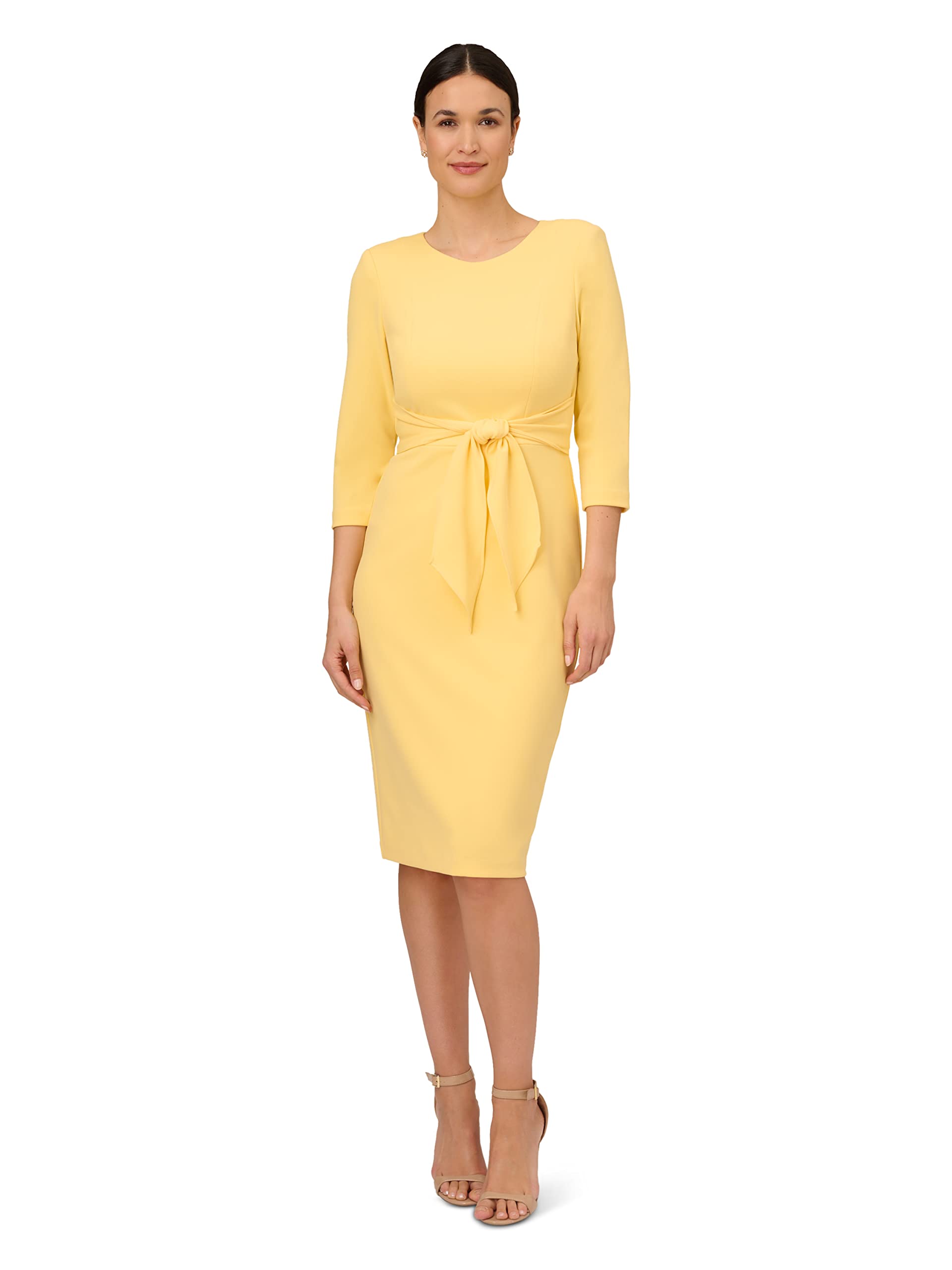 Adrianna Papell Womens Bow Sheath Dress with Three Quarter Sleeves