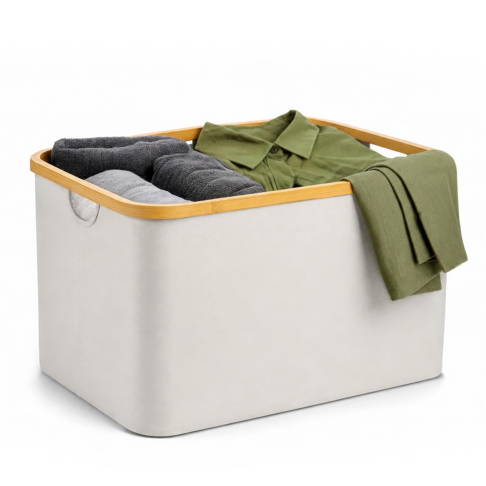 GREENSAPPIRE Foldable Laundry Basket 60L Collapsible Laundry (Light Gray)