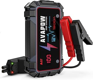 AVAPOW Jump Starter 1500A Peak Current Jumper Cables Kit for Car(Upto 12V 7L Gas/5.5L Diesel Engine) with USB Quick Charging and 400 Lumen LED Jump Starter Battery Pack