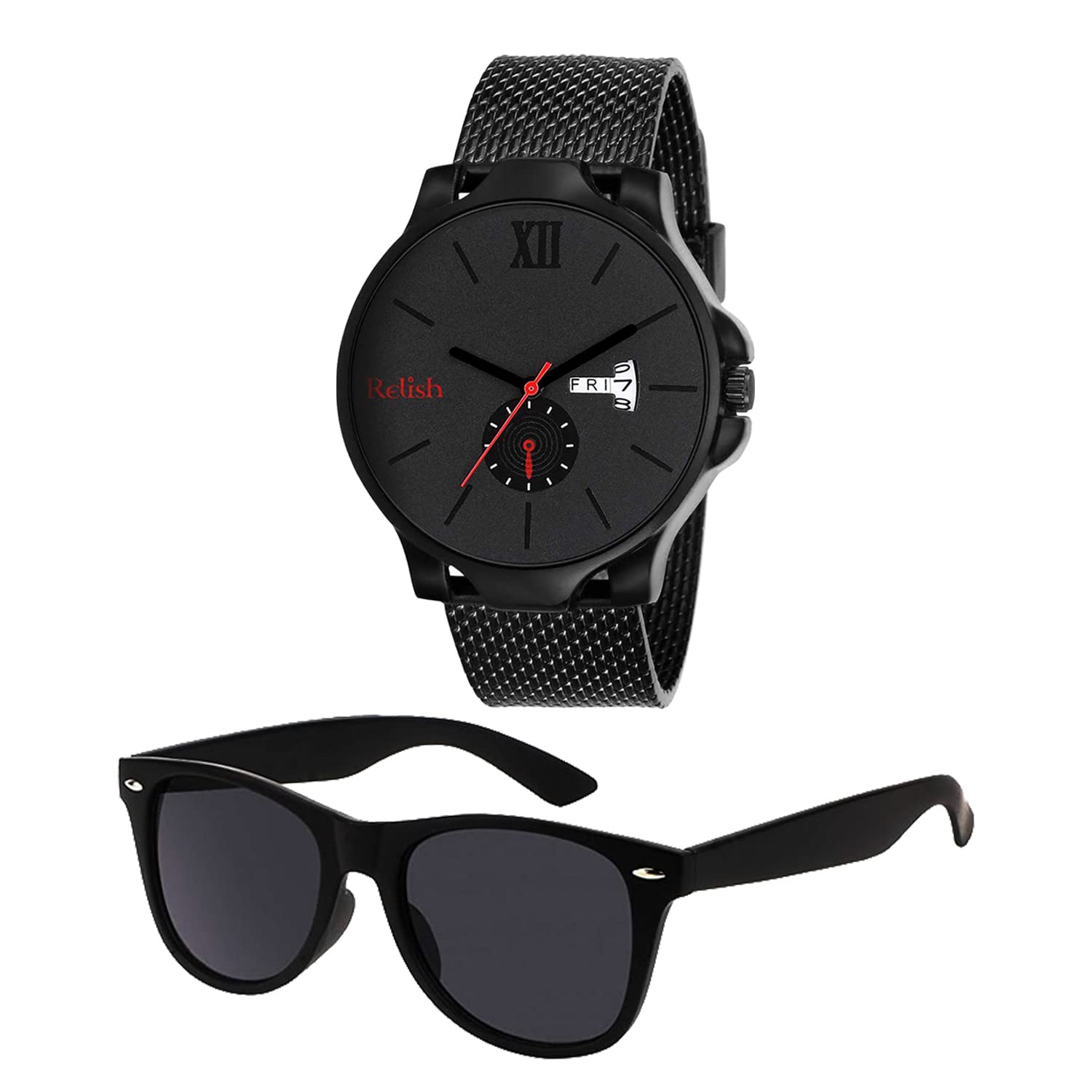 Relish Analogue Watch & Black Wayfarer Sunglasses Combo for Mens & Boys Gift (B0B3T2N3MD) Amazon Price History, Amazon Price Tracker