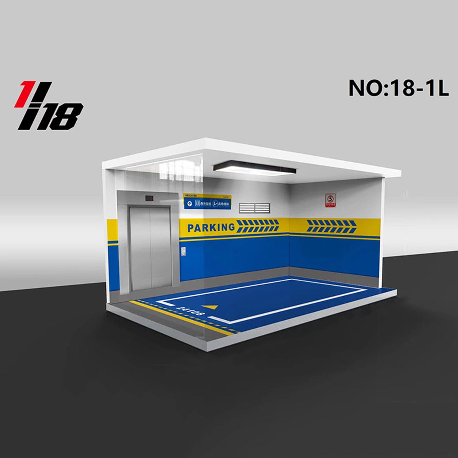 Vetrina Espositiva per Modellini di Auto in 1/18 con Illuminazione per Appassionati di Veicoli, Blu