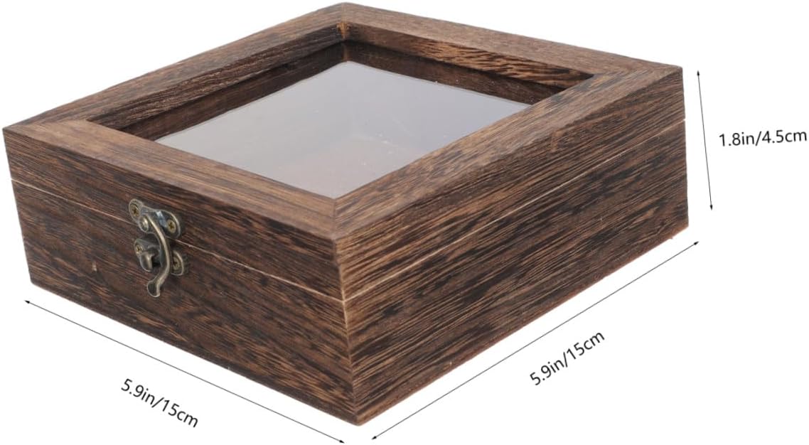 Specimen Containers Display Case Retro Specimen Box Large Capacity Sample Box Lidded Wooden Case for Jewelry Display