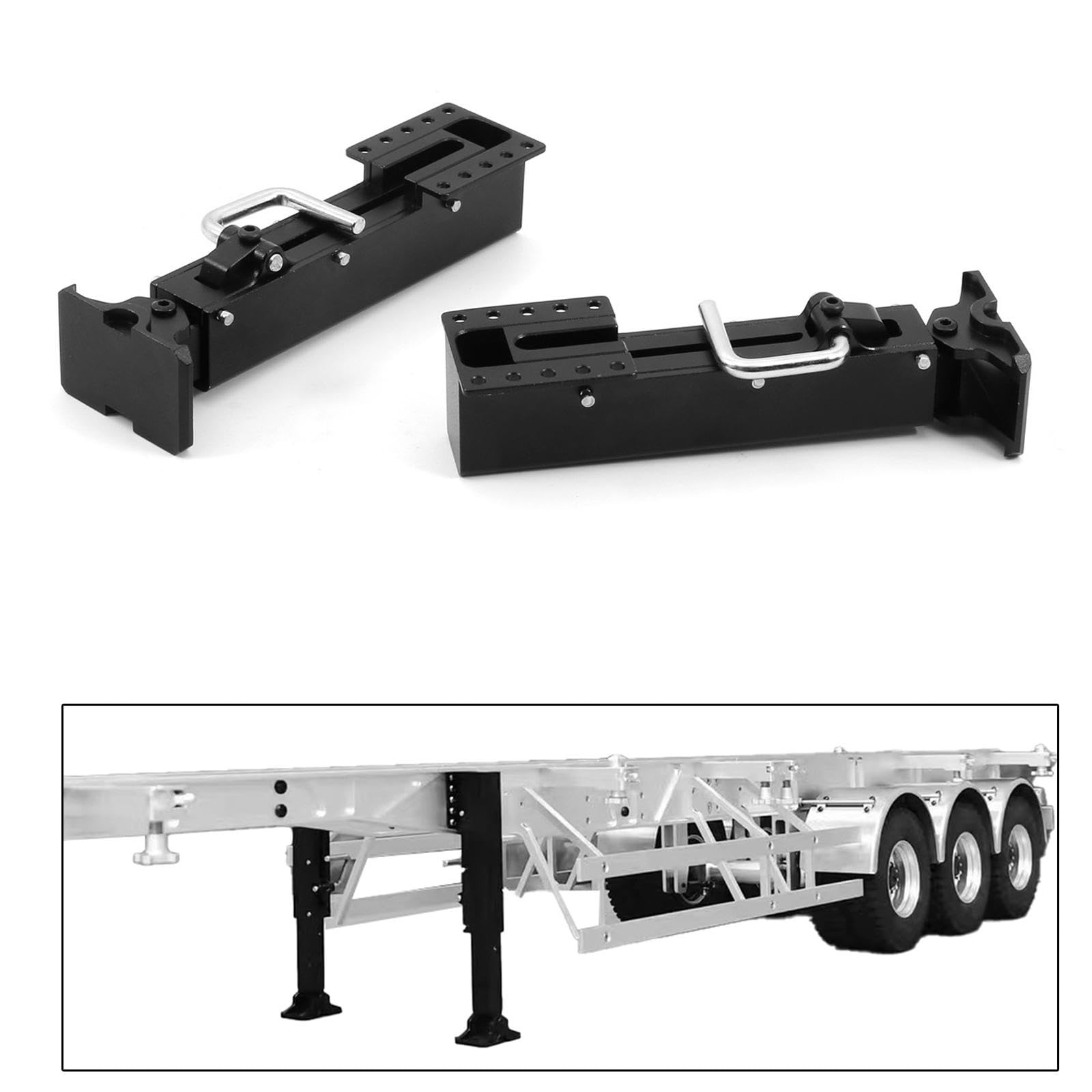 Milageto 2 Piezas Tren de Aterrizaje RC para Remolque 1/14 Patas Telescópicas Repuesto Soporte de Metal Mejorado Accesorios para Camiones a Escala Colecciones