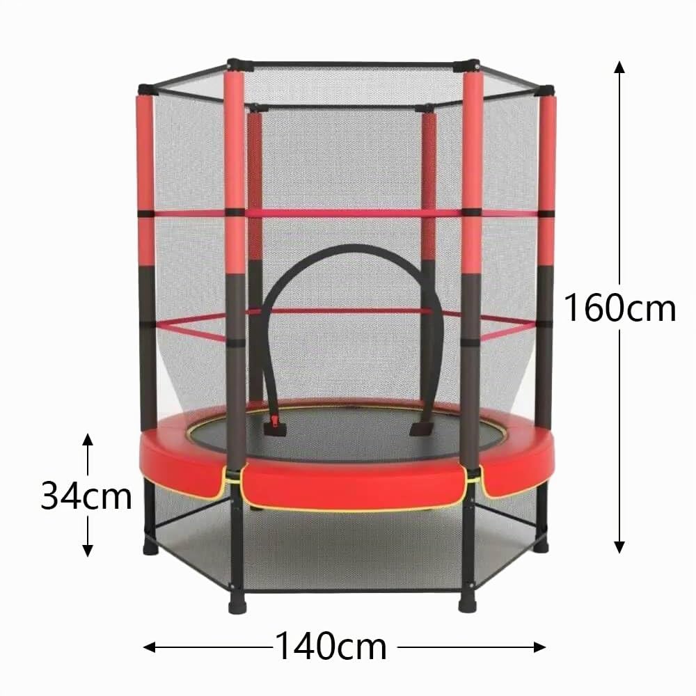 Cama Elástica Infantil, 140 cm, Capacidad 50 kg, Marco de Acero, Red de Seguridad, Multicolor