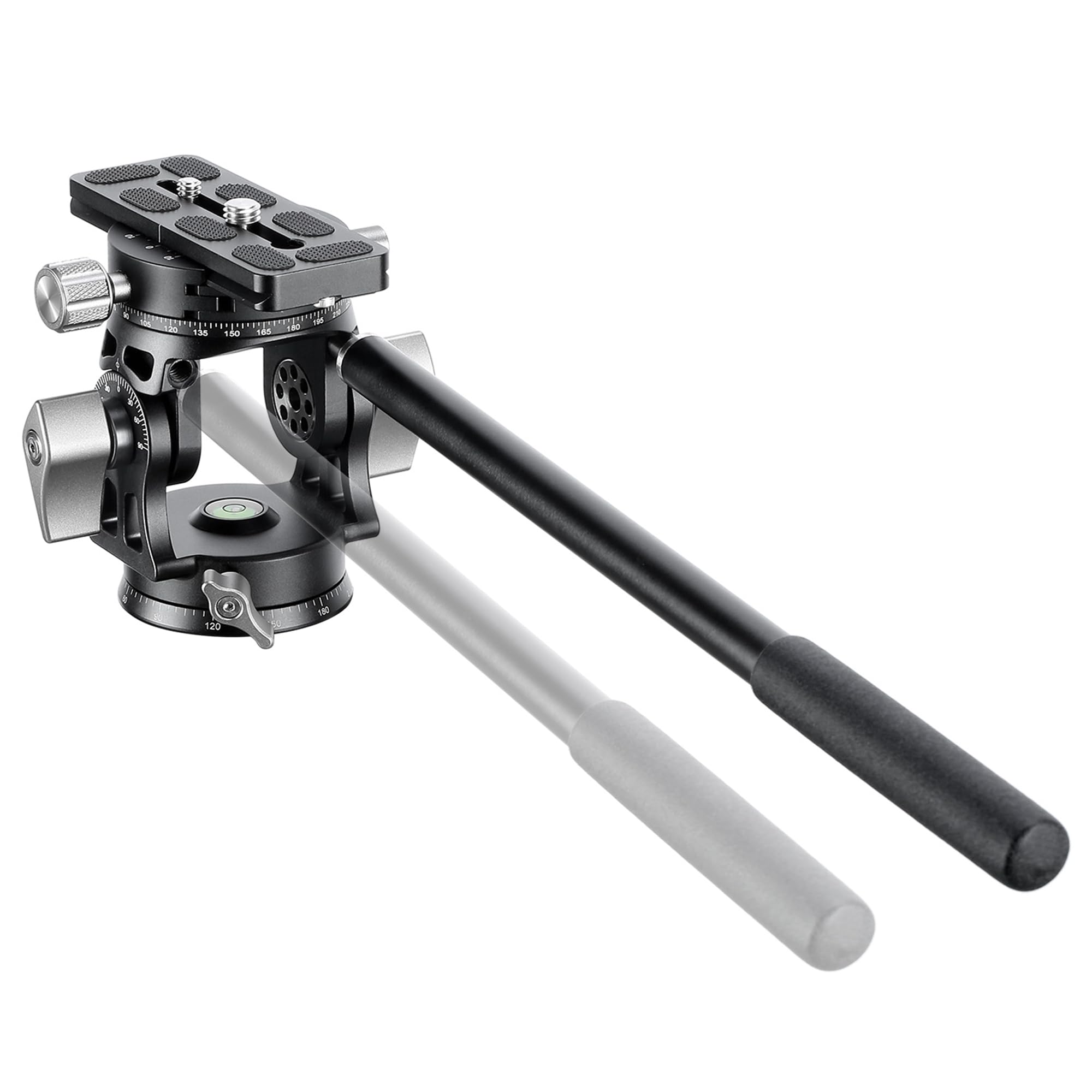 Leofoto - VH-30R Tripod Head with Double Panorama Plate and Handle - Ideal for Bird Watching with Spotting Scope and Photographing - VH-30R