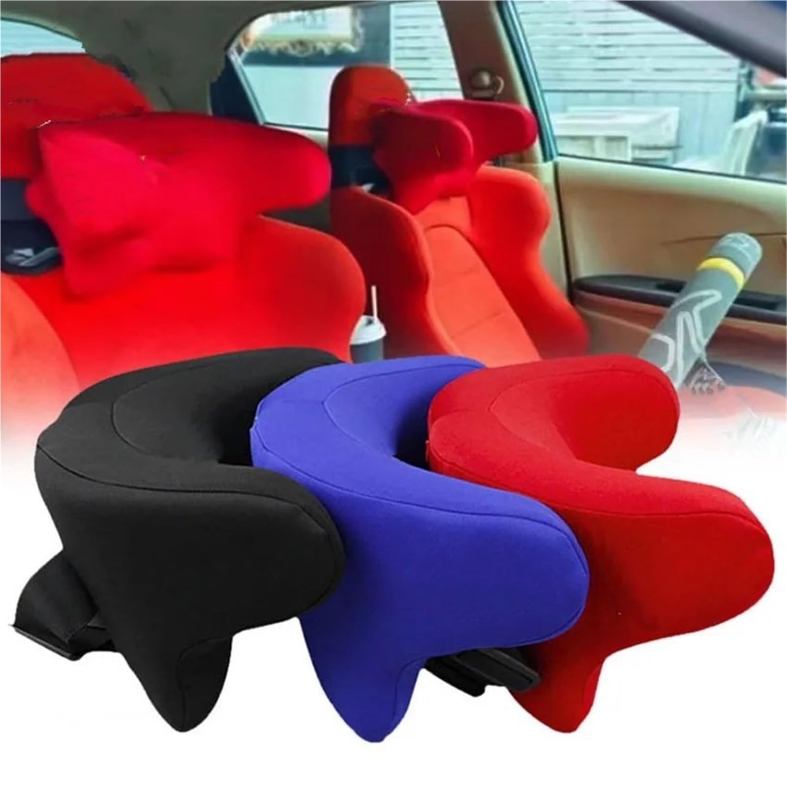 Car Pillow 1 reposacabezas interior coche, soporte para la cabeza, almohada el cuello, asiento algodón Para memoria suave Lumbar Supports Cushion(Black)