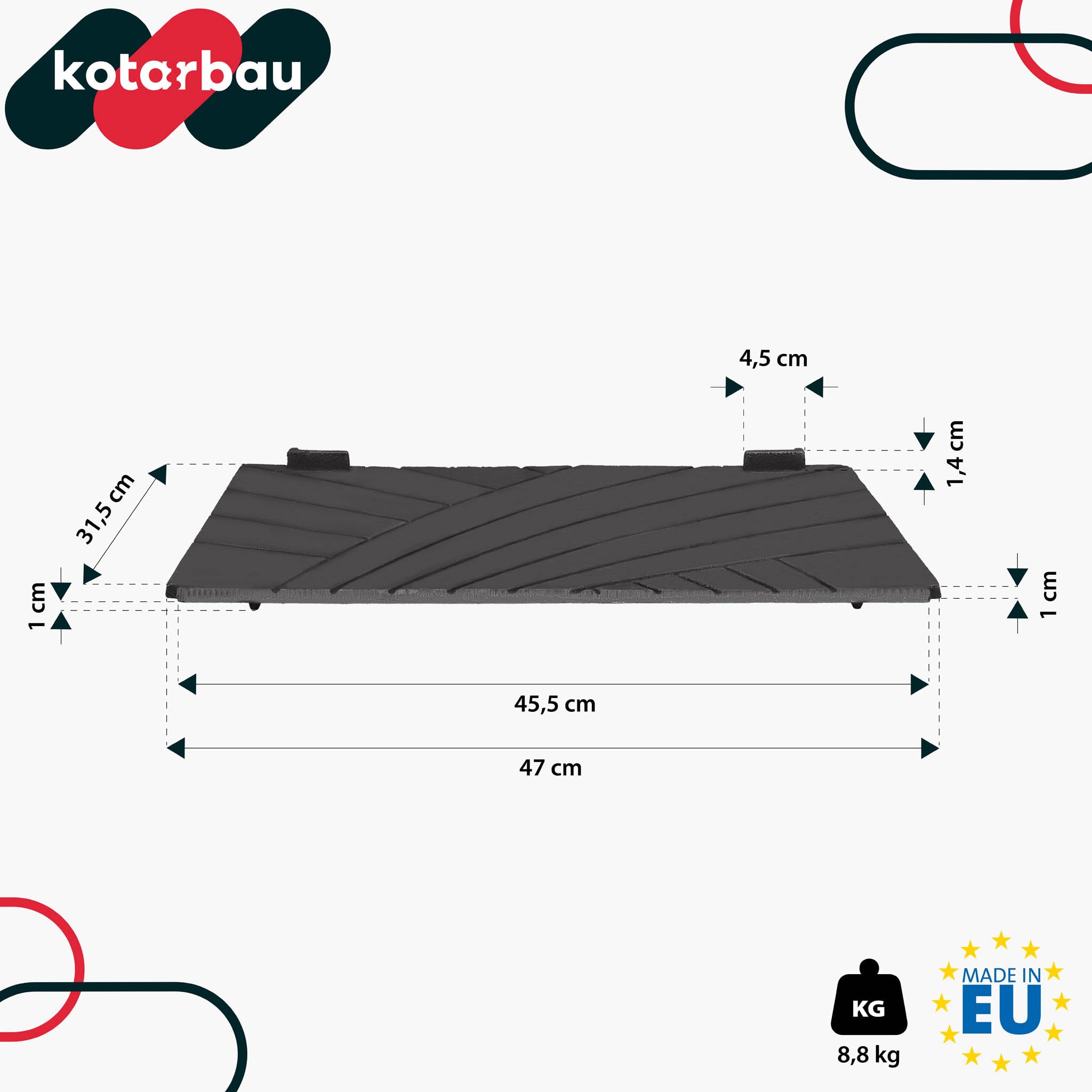 KOTARBAU® Piastra Camino - Ghisa - 47 x 31,5 cm - Antracite - Piastra Ghisa per Camino - Resistente al Calore - Decorativa - Motivo a Zigzag
