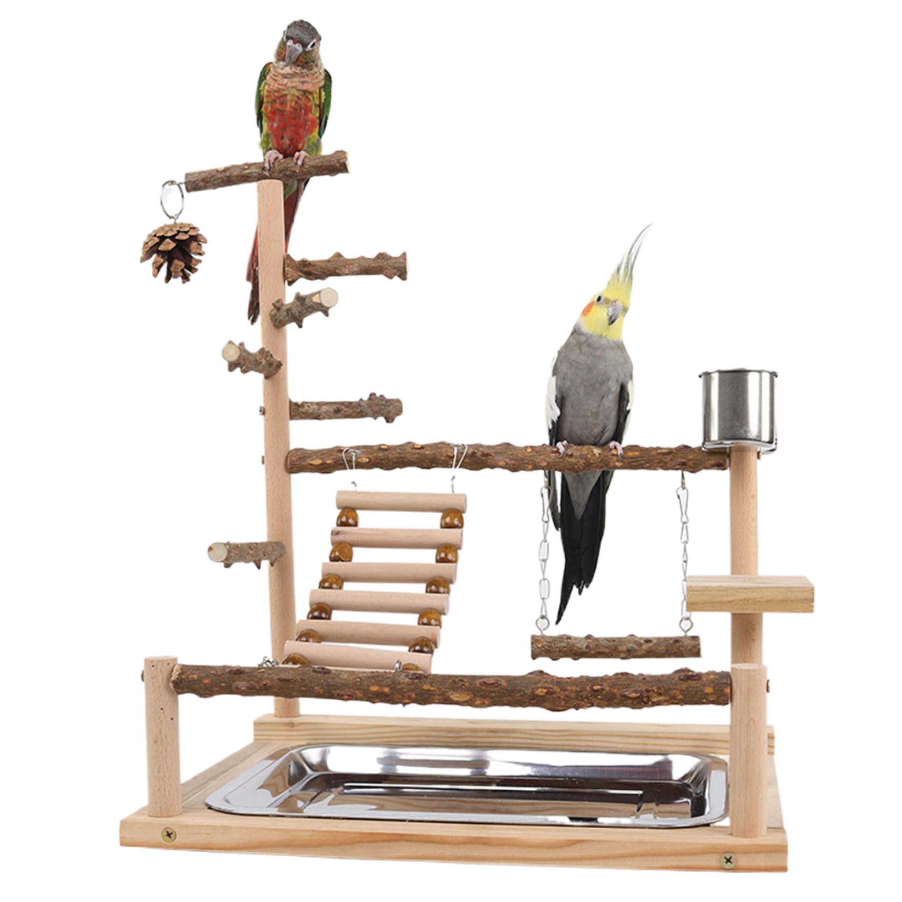 Support pour perroquets anti-ennui : aire de jeux en bois naturel 14,6x10,2x17,7"
