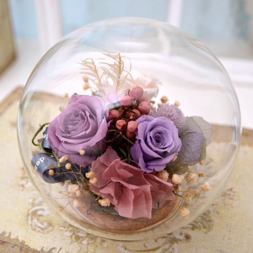 プリザーブドフラワーガラスドーム ハート紫 楽天市場】プリザーブド