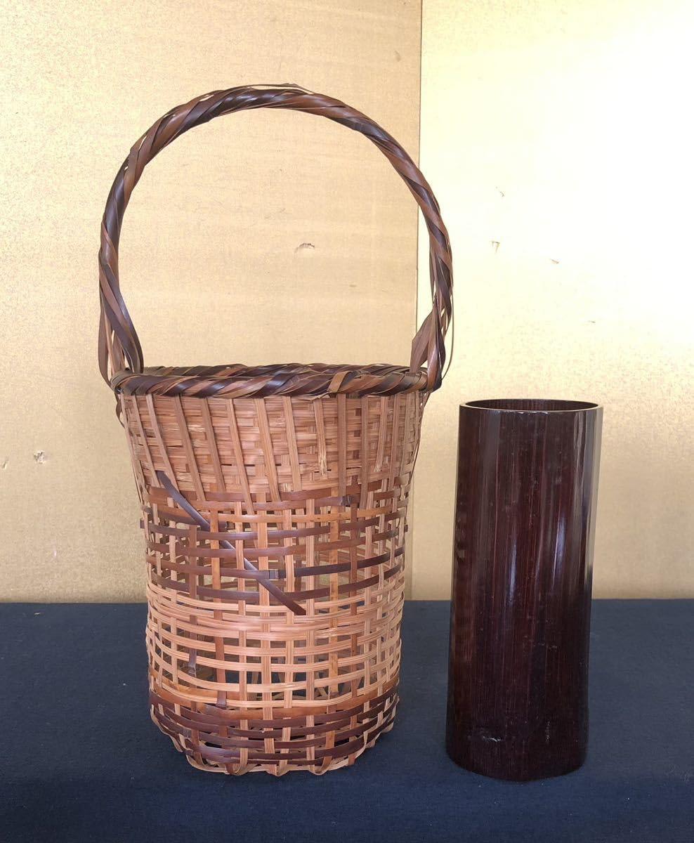 Amazon.co.jp: 茶道具竹編篭花入花器落とし付元箱（240119け2