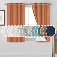 Vista 160 de PrinceDeco Cortinas de lino 100% opacas para dormitorio/sala de estar, reducen el ruido, cortinas de ventana con bloqueo de luz, cortinas