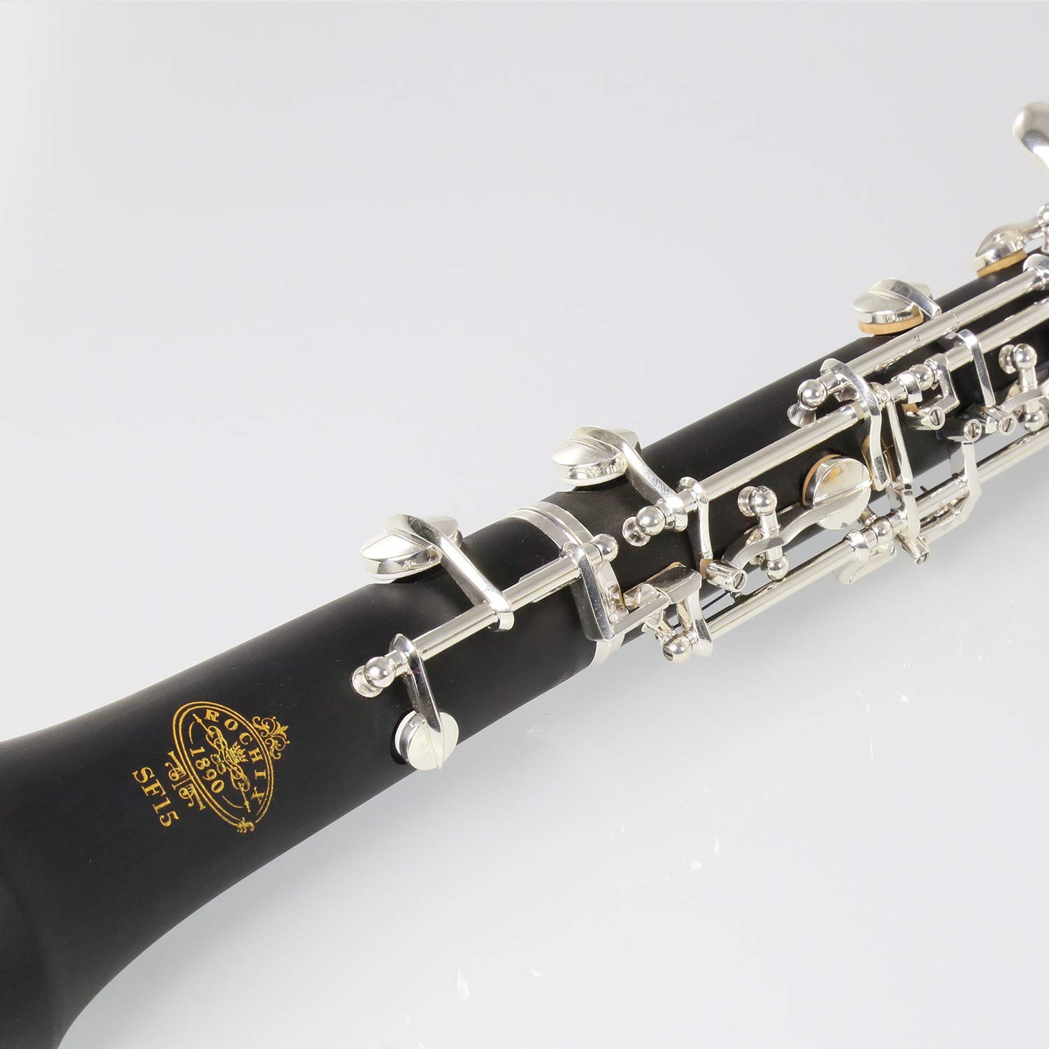 Rochix Sf15 Corps en bois composite plaqué argent avec 1 feuille, 1 chiffon de nettoyage, 1 tampon de hautbois, 1 repose-pouce, 1 étui et plus encore