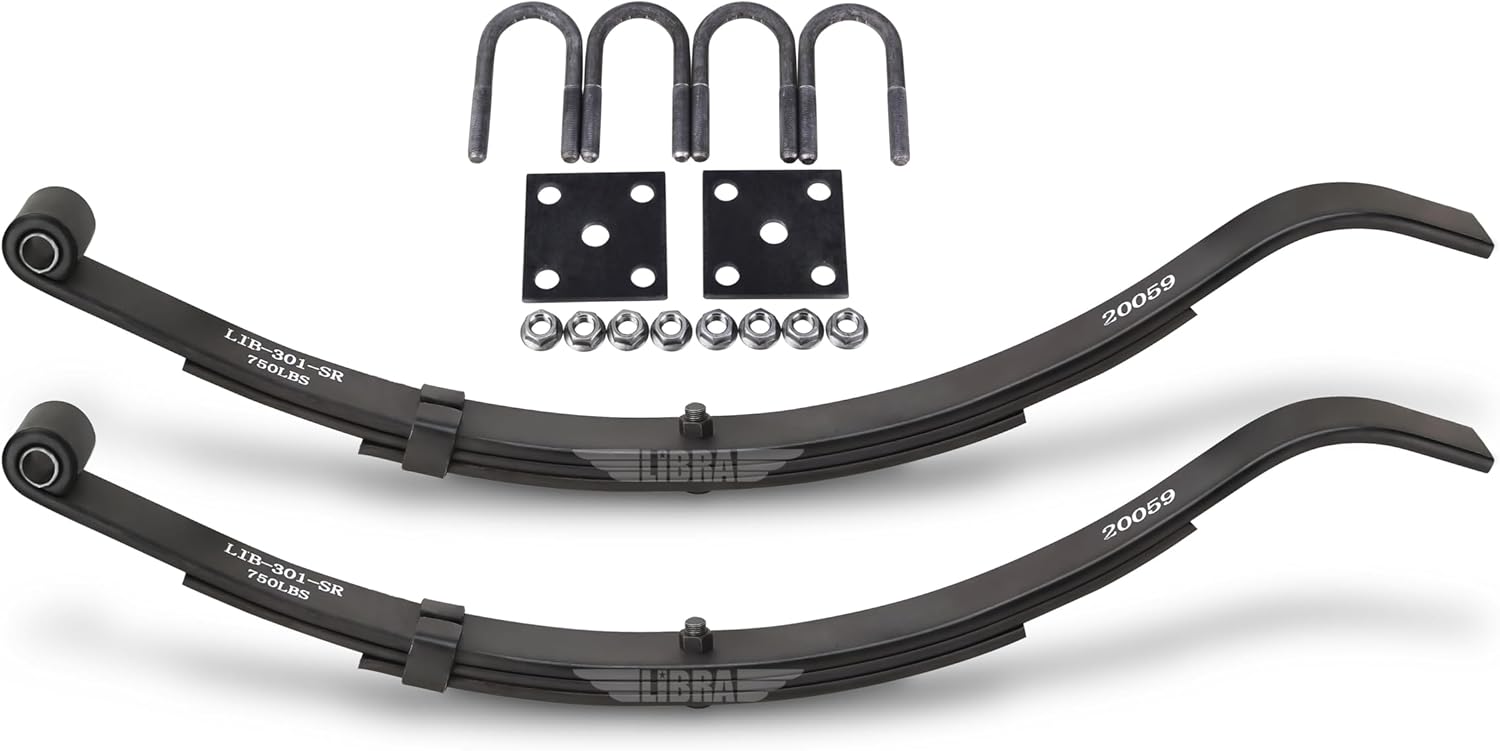 LIBRA Trailer Leaf Spring 3 Leaf Slipper 750lbs Cap for 1500lbs Axle & U Bolt Kit